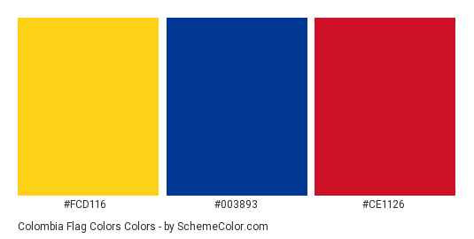 Colombia Flag Colors Hex RGB CMYK Codes Caf De Colombia